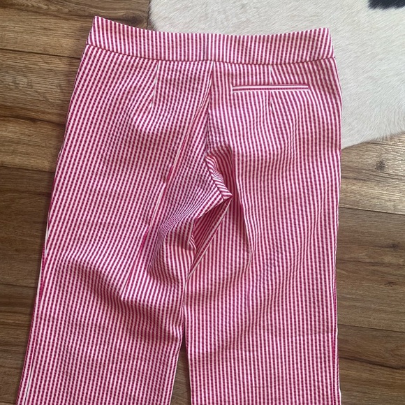 Trina Turk's bright pink and white striped seersucker wide leg pants - Picture 9 of 10